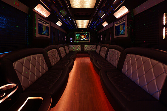 Party bus with color-changing lights